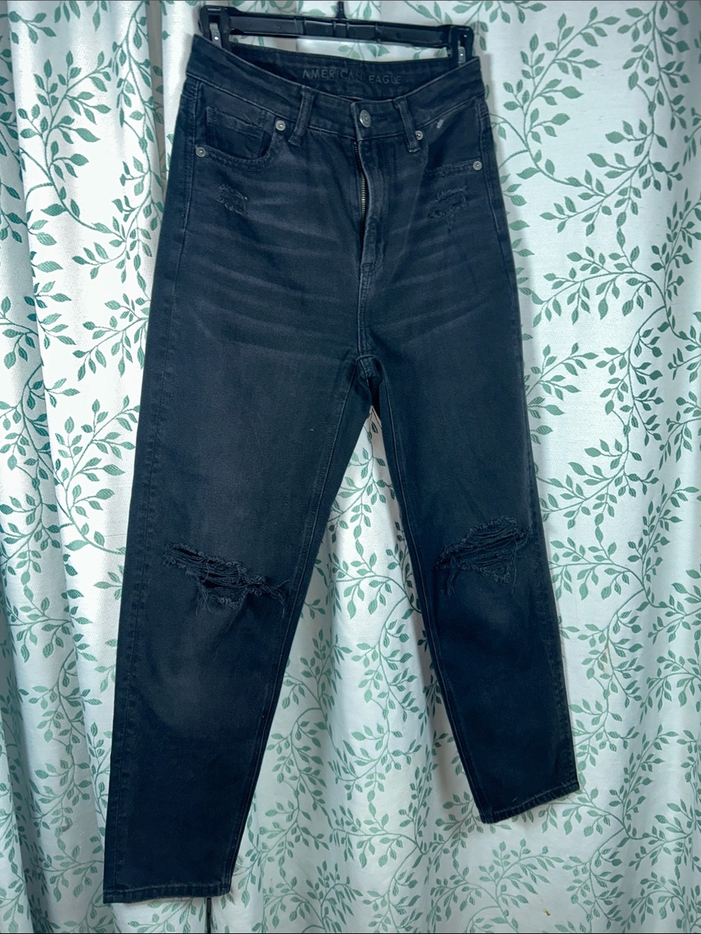 American Eagle Outfitters Black Ripped High-Rise Jeans